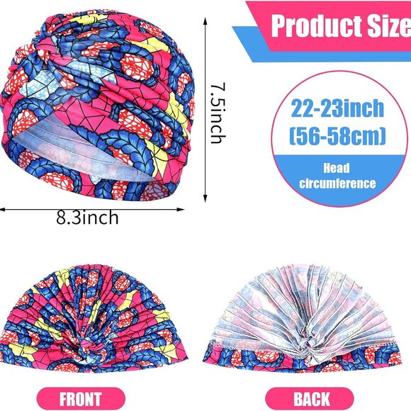 4 Pieces African Headwrap Turban for Women Hair Wrap Head Cap Stretch Pre-Tied K - Picture 3 of 7